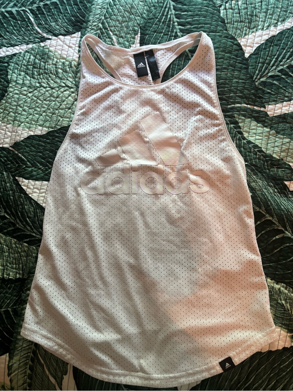adidas white Perforated Racerback Tank